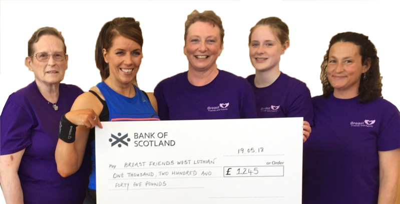 proud group with cheque